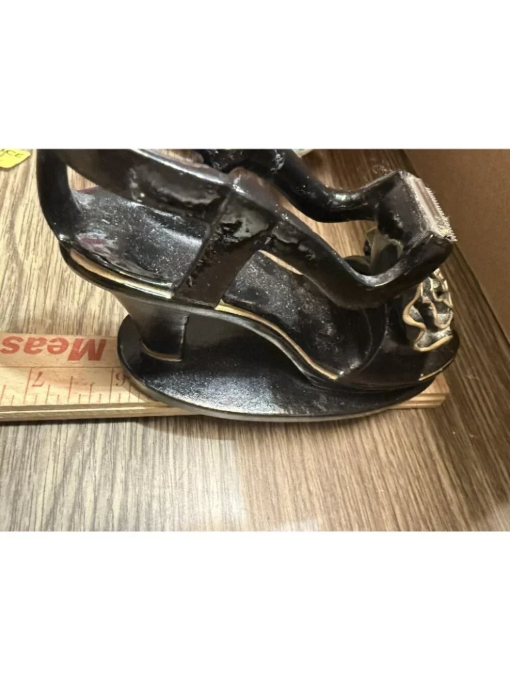 High Heel Black Shoe Tape Dispenser Whimsical Desk Top Decor 6” X 3”